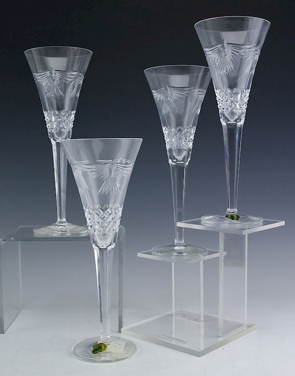 Appraisal: Waterford Crystal Peace Toasting Champagne Flute Set of four Waterford