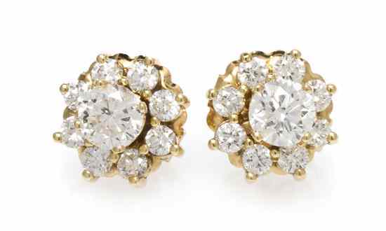 Appraisal: A Pair of Karat Yellow Gold Diamond Stud Earrings and