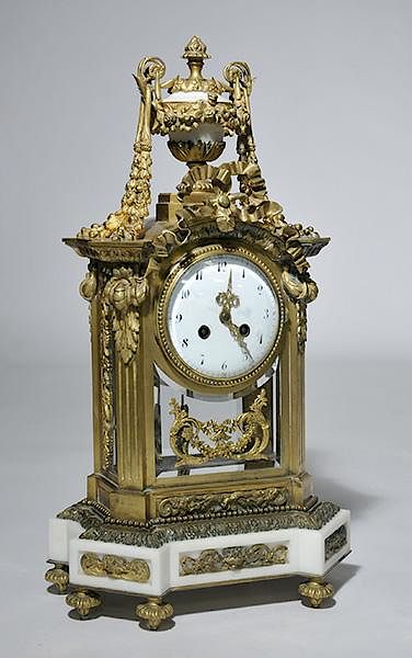 Appraisal: French Bronze and Marble Shelf Clock Late th C French