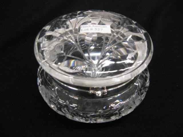 Appraisal: Cut Glass Dresser Box by Meriden fancy floral '' diameter