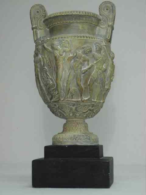 Appraisal: Alva Museum Replicas ''Roman trophy urn'' with figures in relief