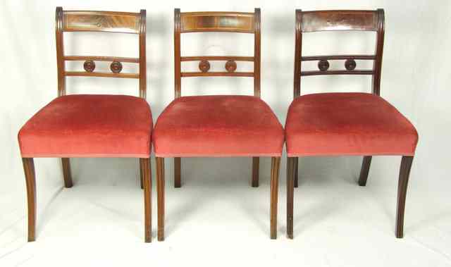 Appraisal: A set of six Regency dining chairs with box strung