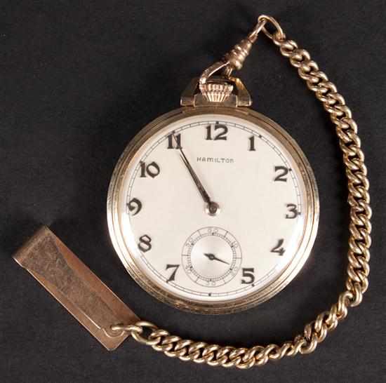 Appraisal: Hamilton K yellow gold open-face pocket watch with a K