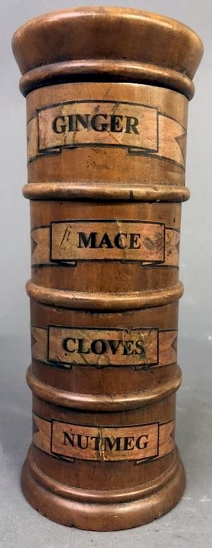 Appraisal: English Spice Tower English carved labeled spice tower in four