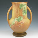 Appraisal: Roseville Fuchsia double handled vase in brown Marked Roseville USA