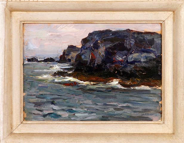 Appraisal: Rocky coast circa - oil on board x SLR complemented