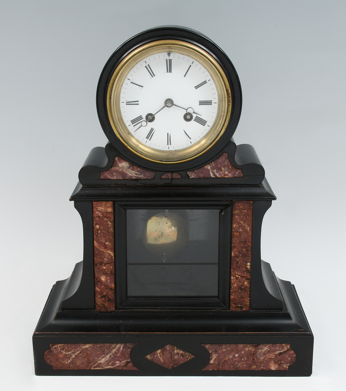 Appraisal: FRENCH EBONIZED MANTLE CLOCK Ebonized French mantle clock having inlaid