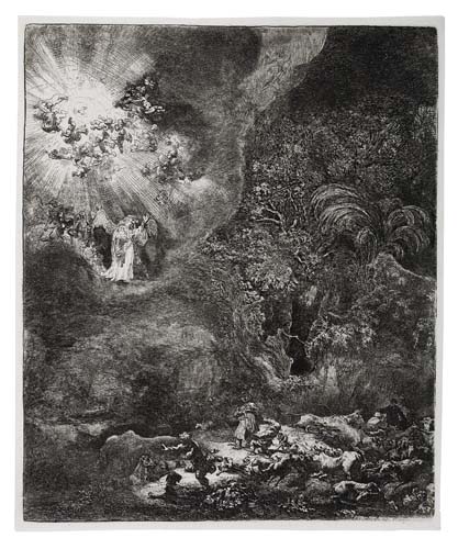 Appraisal: REMBRANDT VAN RIJN The Angel Appearing to the Shepherds Etching