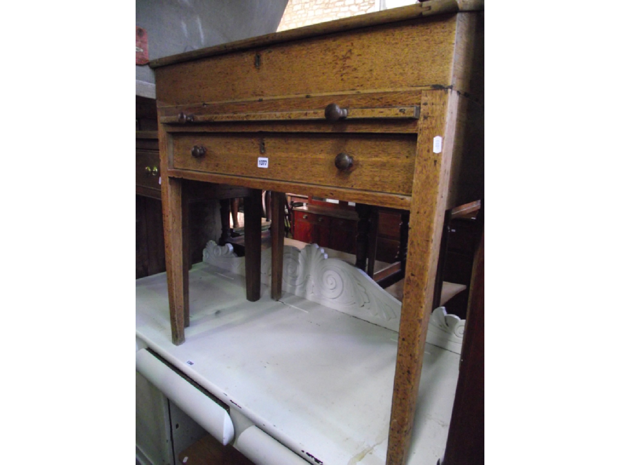 Appraisal: A Georgian clerks writing desk with simply fitted interior with