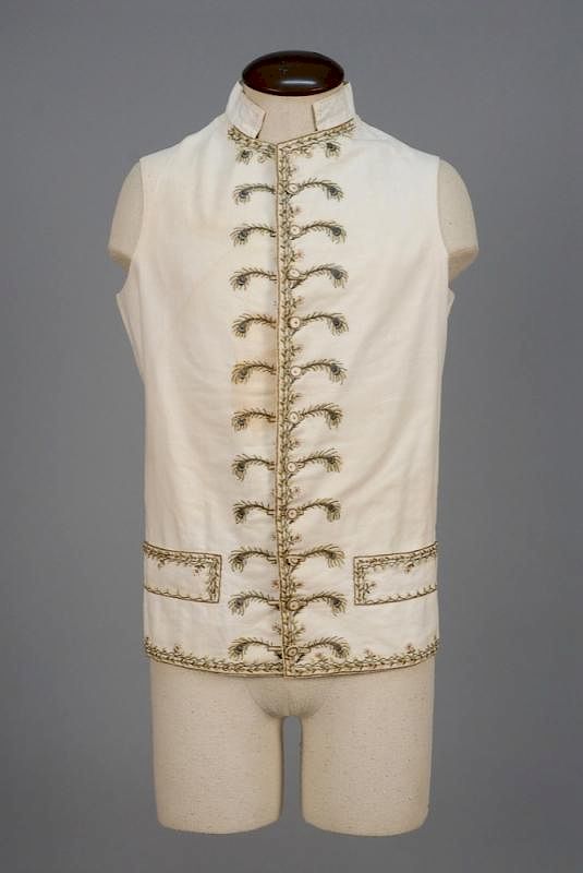 Appraisal: GENTS METALLIC EMBROIDERED COTTON WAISTCOAT LATE th C White with