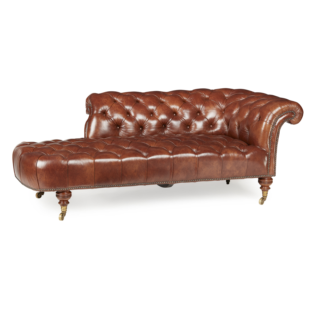 Appraisal: HOWARD SONS LEATHER UPHOLSTERED CHAISE LONGUE LATE TH CENTURY in