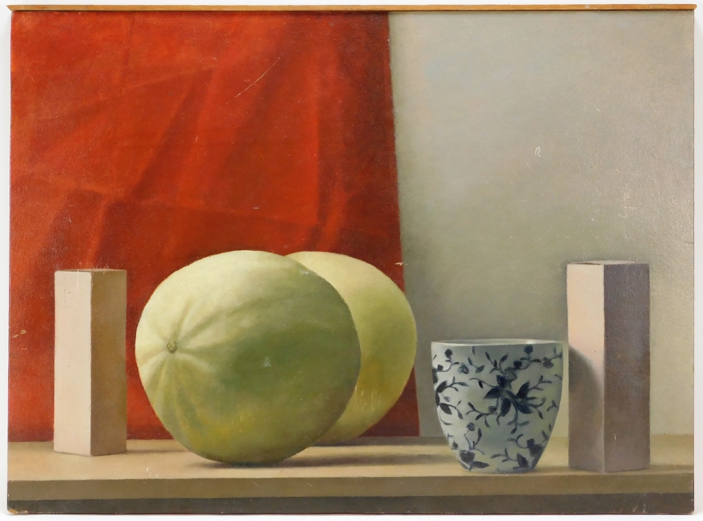 Appraisal: TOM GREGG MISSOURI PHOTOREALIST MELON PAINTING Missouri b A photorealist