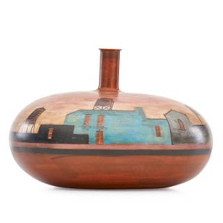 Appraisal: LYDIA BUZIO Vase with city skyline LYDIA BUZIO b Vase