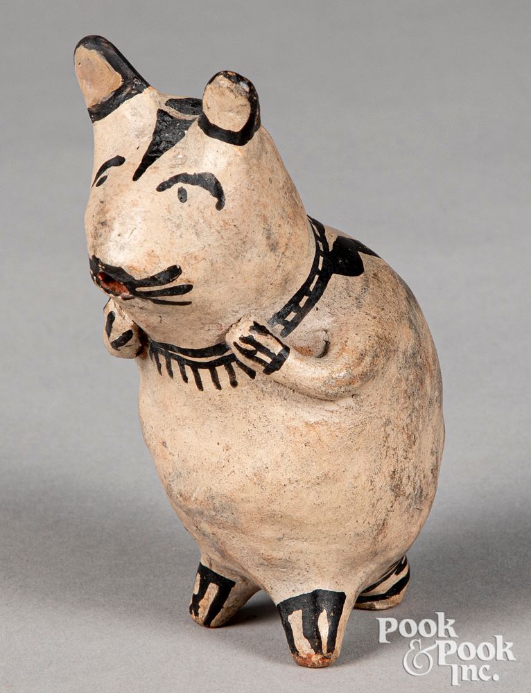 Appraisal: Cochiti Pueblo Indian pottery cat effigy figure Cochiti Pueblo Indian