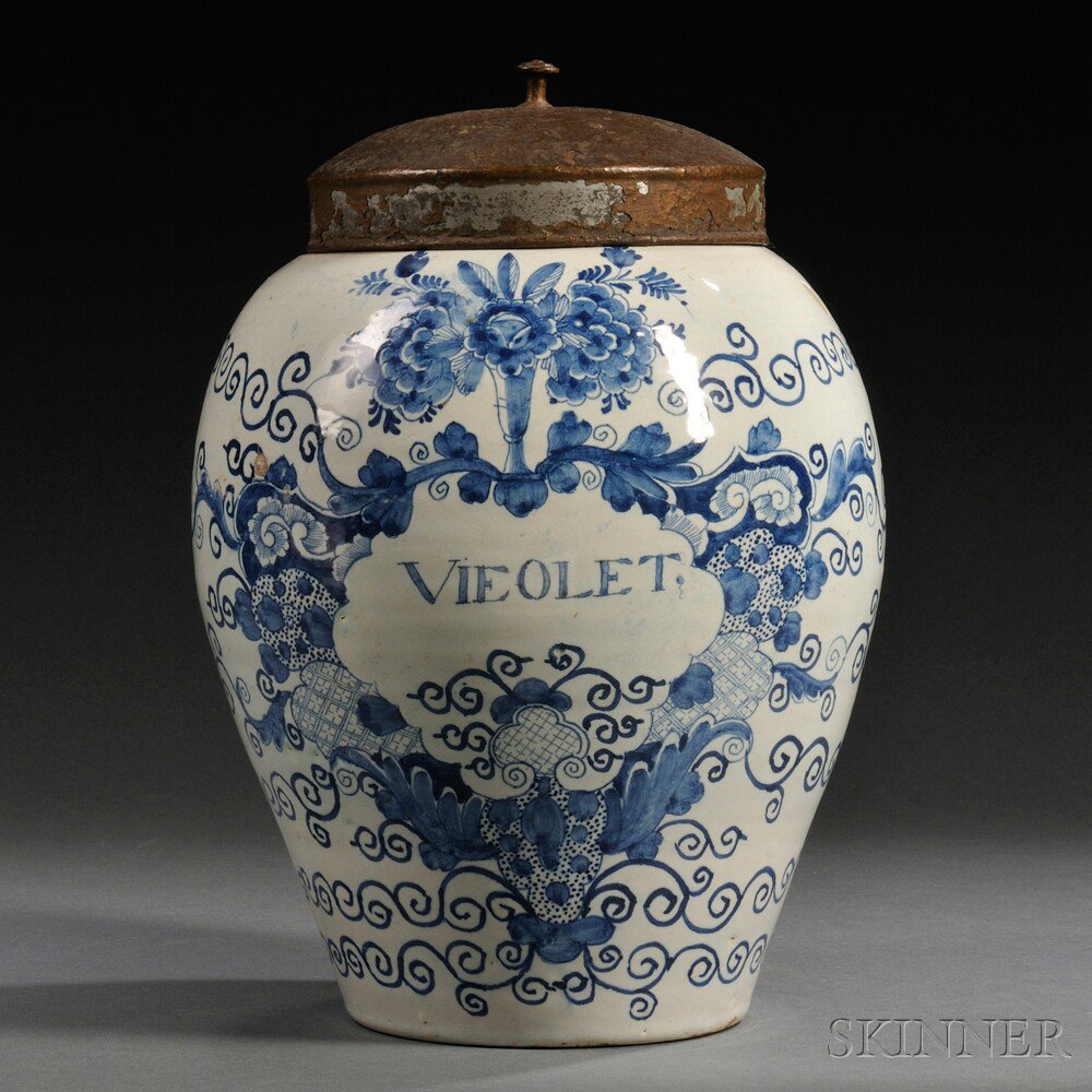 Appraisal: Dutch Delft Blue and White Tobacco Jar Holland c inscribed