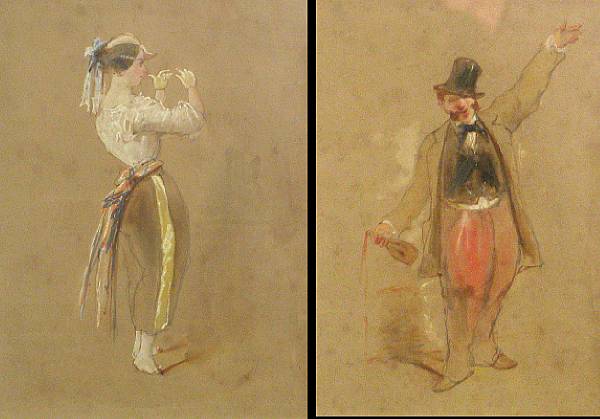 Appraisal: Continental School Figural studies each signed indistinctly lower right pencil