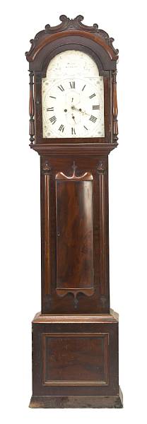 Appraisal: A Victorian mahogany tall case clock the arch painted dial