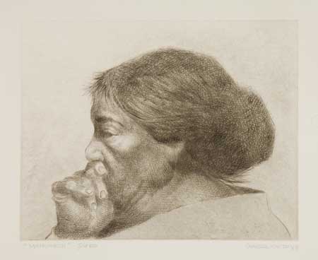 Appraisal: CHARLES WHITE - Matriarch Etching on heavy cream wove paper