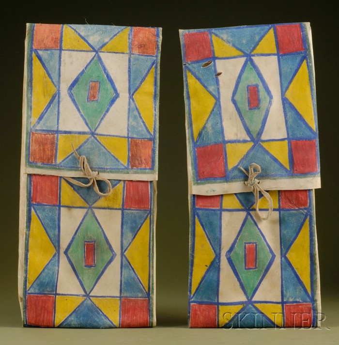 Appraisal: Pair of Plains Painted Parfleche Envelopes Crow c first quarter