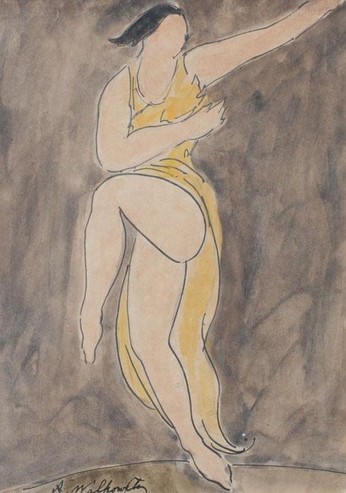 Appraisal: WALKOWITZ Abraham American - Isadora Duncan Pen Watercolor sight size