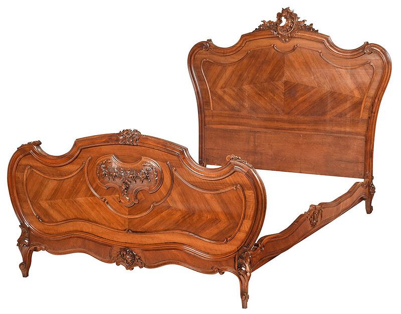 Appraisal: Provincial Louis XV Style Carved Walnut Bedstead French late th