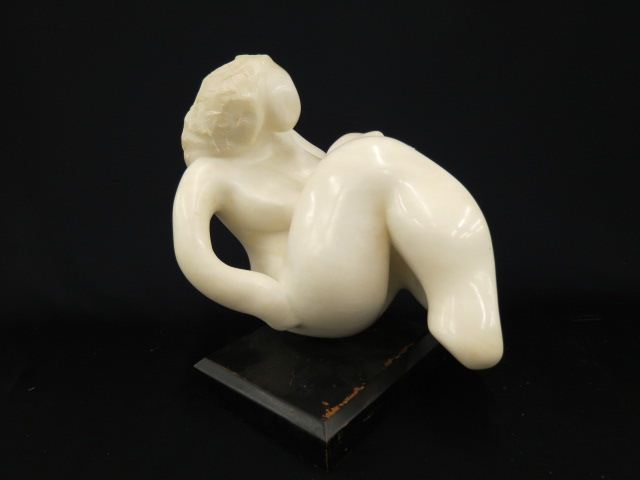 Appraisal: Marble Sculpture of a Seated Nude x plus wooden base