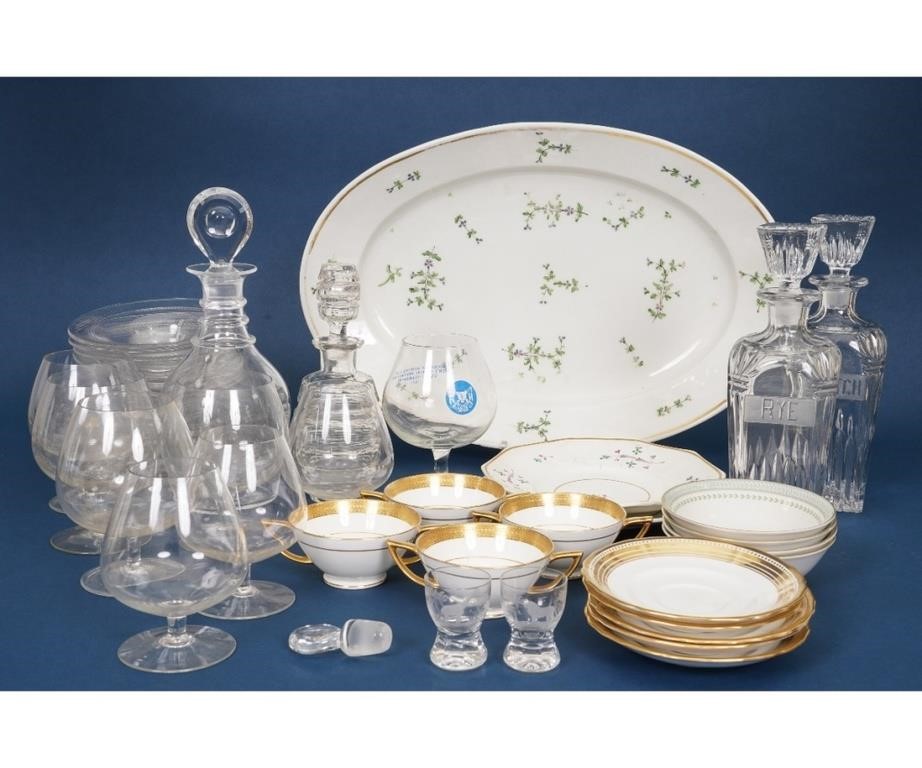 Appraisal: Glassware and China to include three decanters bowls plates snifters