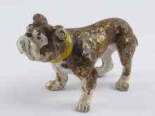 Appraisal: A cold painted bronze bulldog cm long Provenance a private