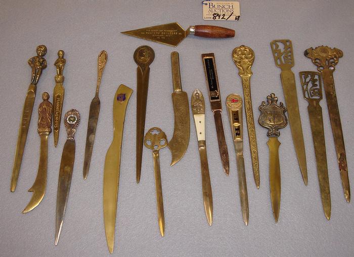 Appraisal: Lot of vintage brass white metal souvenir advertising letter openers