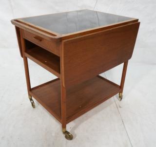 Appraisal: Danish Modern Teak Rolling Drop Side Bar Cart Bl Danish