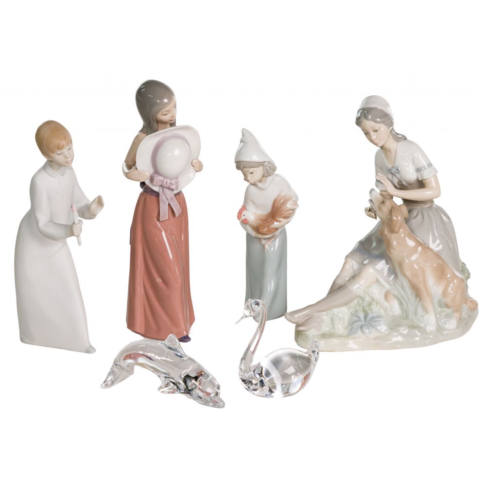 Appraisal: LLADRO FIGURINES items including Bashful retired and Girl with Rooster