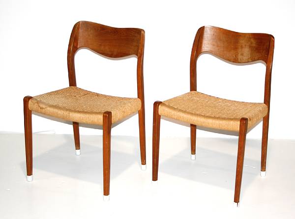 Appraisal: A set of three mid-century teak chairs B Gudme Mobelfabrik