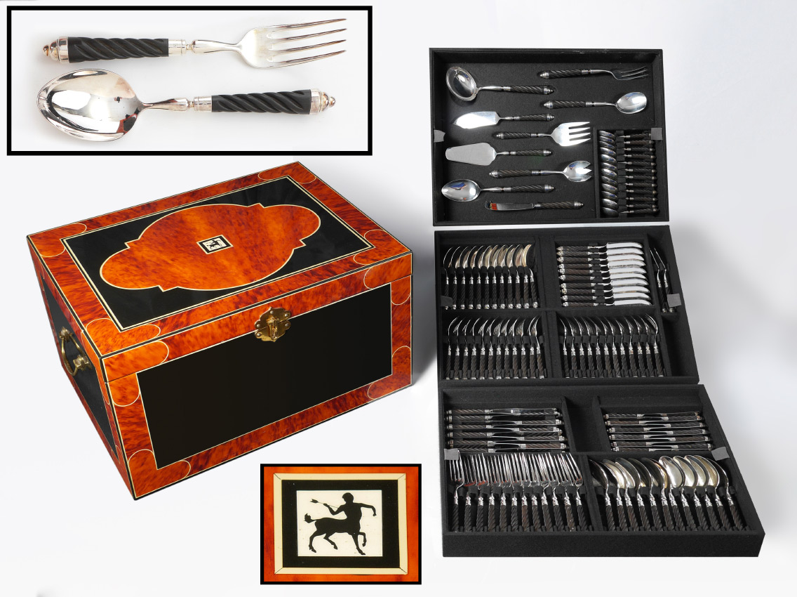 Appraisal: ERCUIS FLATWARE SERVICE IN PRESENTATION CASE French silverplate flatware with