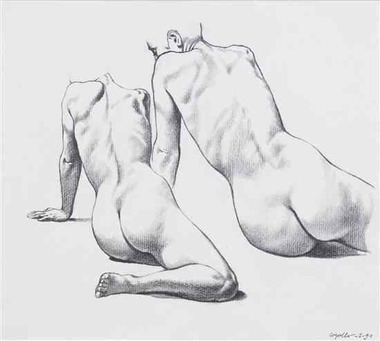 Appraisal: Heriberto Cogollo Columbian b Study of Two Nudes charcoal signed