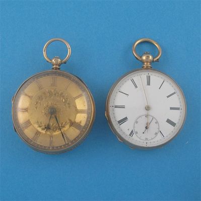 Appraisal: An ct gold open faced pocket watch engraved gold dial