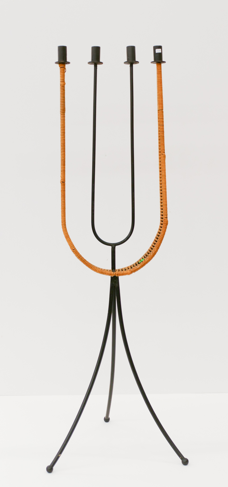 Appraisal: Arthur Umanoff for Raymor Iron and Rattan Floor Candelabra ''x