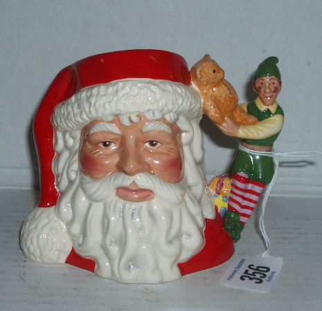 Appraisal: Small Sized Character Jug Santa With Elf D Limited Edition