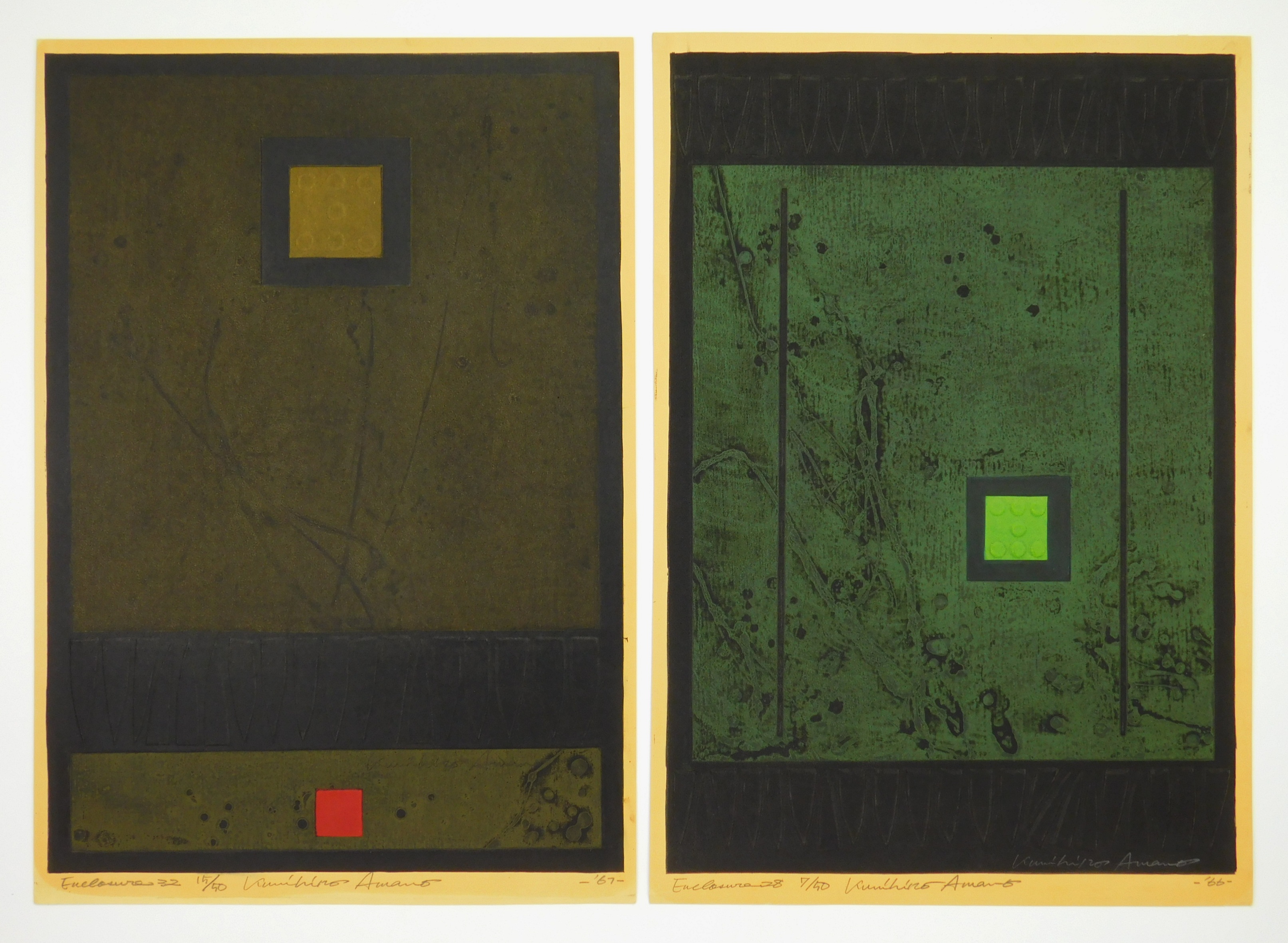 Appraisal: Kunihiro Amano - ''Enclosure '' ''Enclosure '' woodblocks in color