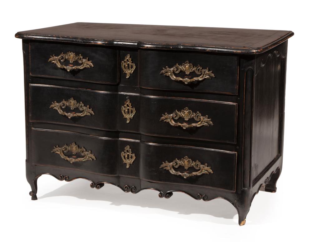 Appraisal: Antique Regence-Style Painted Serpentine Commode shaped top conforming case with