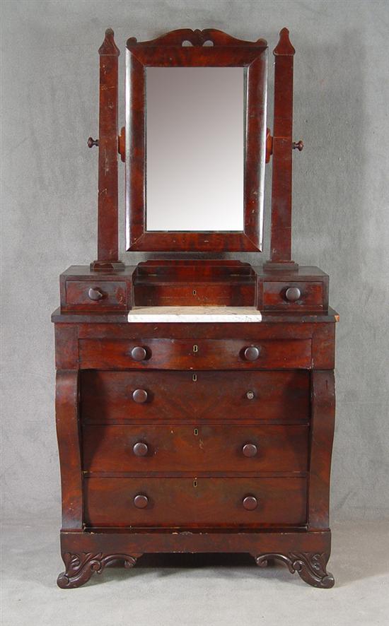 Appraisal: Thomas Day Classical Dresser Circa Hardwood burl veneers topped with