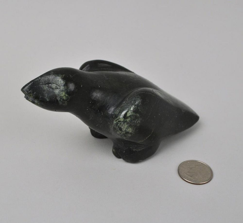 Appraisal: Inuit Carved Soapstone Bird Figure high wide deep Small chip