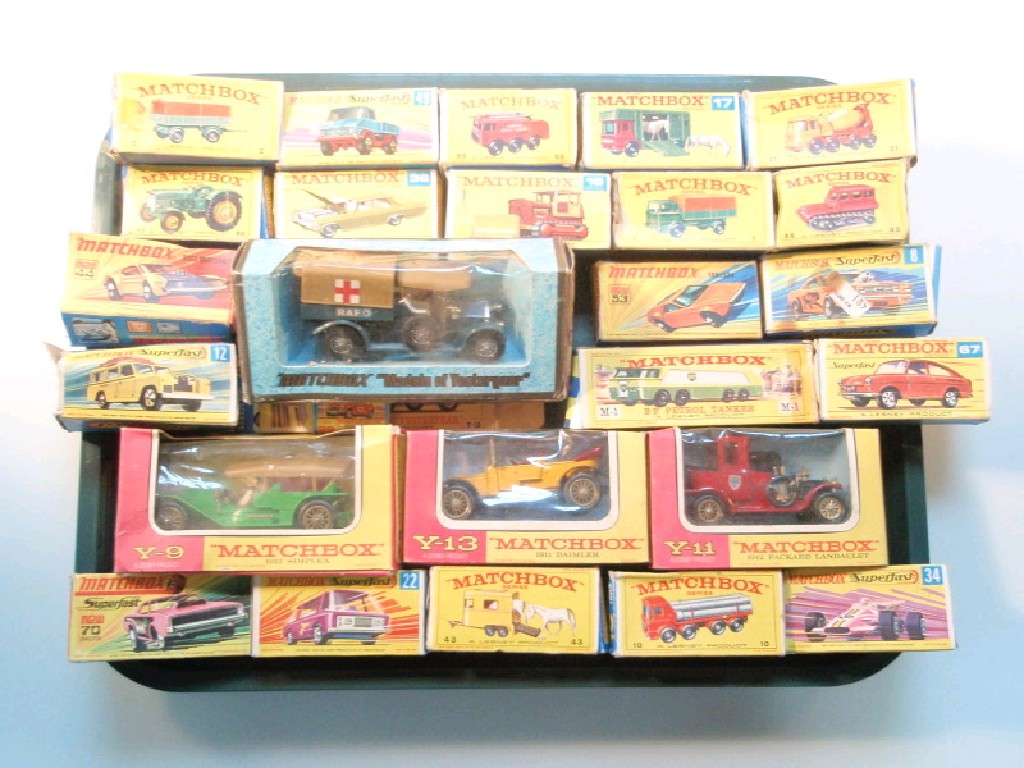 Appraisal: A quantity of boxed Matchbox vehicles and four models of