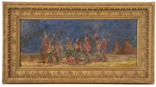 Appraisal: TH C PAINTING OF AMERICAN INDIANS Warriors Dancing the Ghost