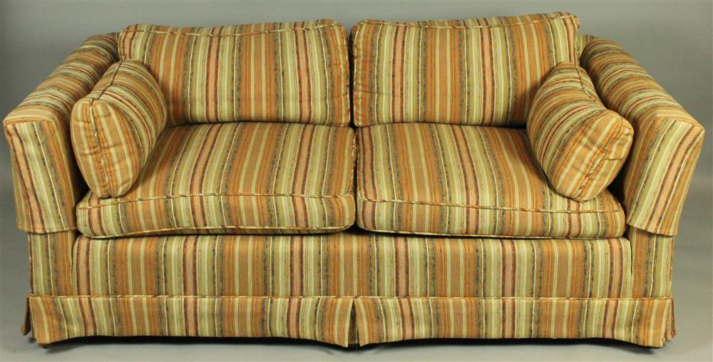 Appraisal: HENREDON STRIPED TUXEDO SOFA having a straight back with two