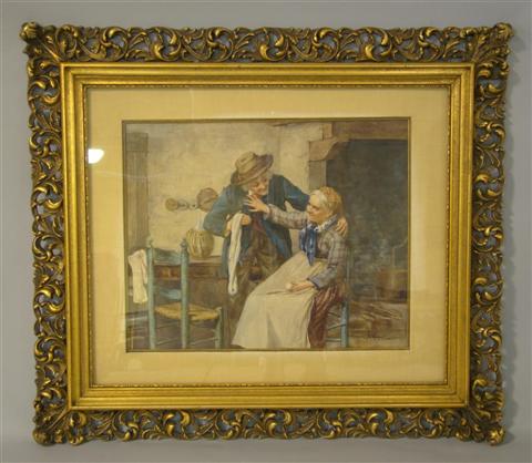 Appraisal: VITTORI ELDERLY COUPLE Watercolor on paper x in sight Framed