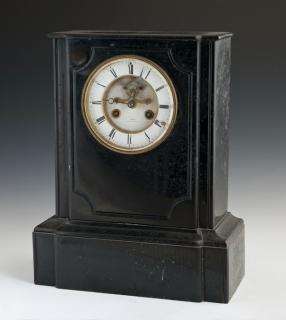 Appraisal: French Black Marble Mantel Clock c by Japy Freres time