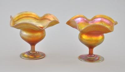 Appraisal: A Pair of Tiffany Favrile Glass Compotes Both gold favrile