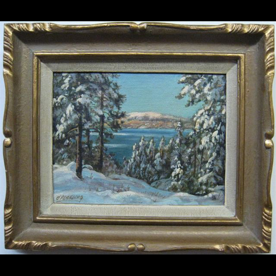 Appraisal: WINTER LAKE SCENE OTTO PLANDING - CANADIAN OIL ON MASONITE