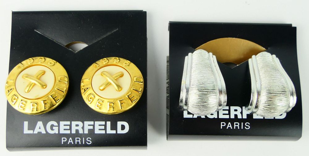 Appraisal: SETS OF CARL LAGERFELD VINTAGE CLIP ON EARRINGS Still on