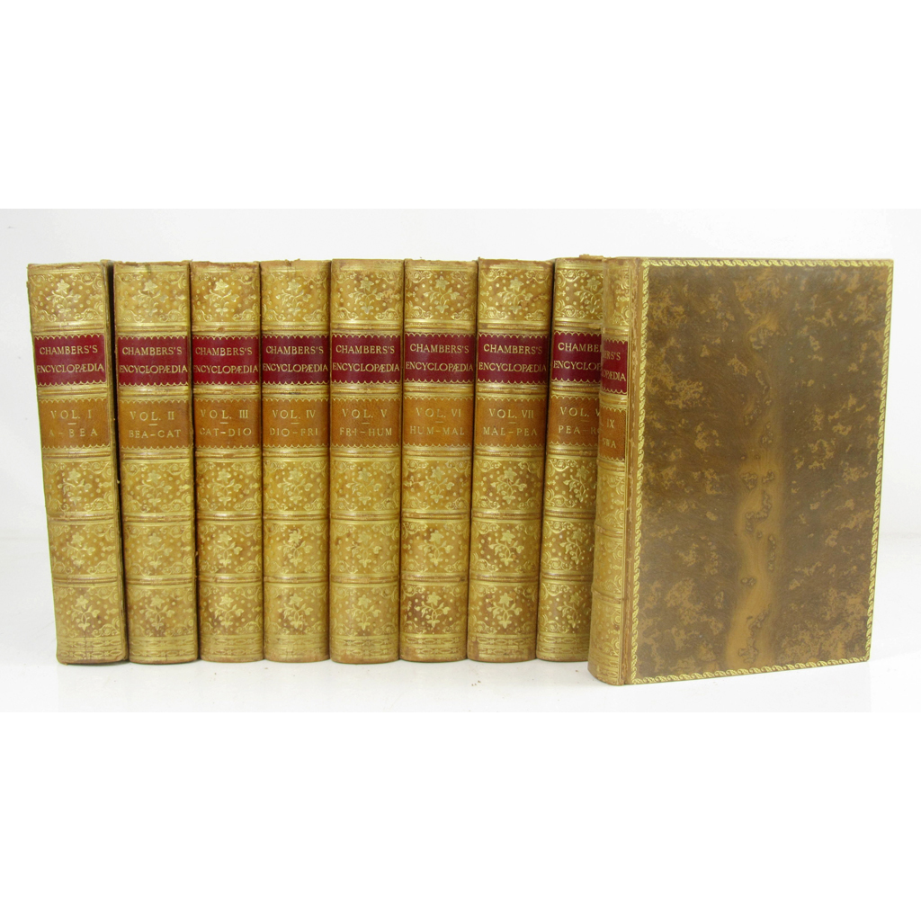 Appraisal: Leather Bindings a large quantity including Chamber's Encyclopaedia mostly th